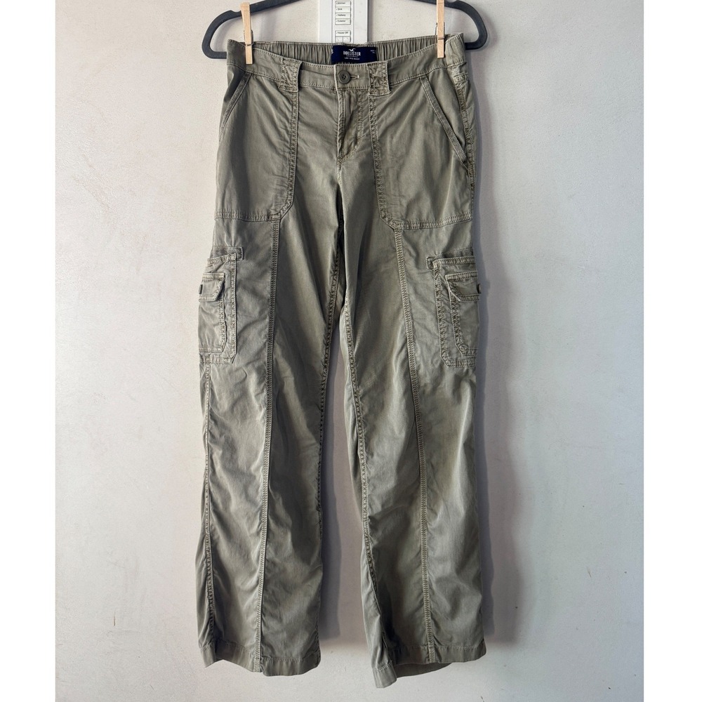 Hollister Womens Low Rise Baggy Cargo Pants XS Olive Green Streetwear Y2K Urban‎